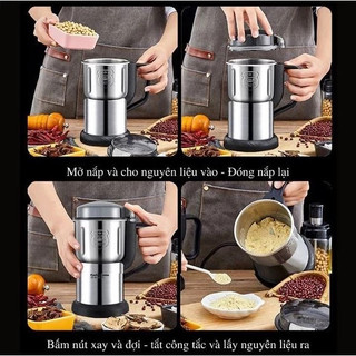 Máy xay hạt khô, xay bột, gia vị cà phê đa năng,công suất 300w,6 lưỡi dao cực bén, chất liệu cối inox (hàng tốt)