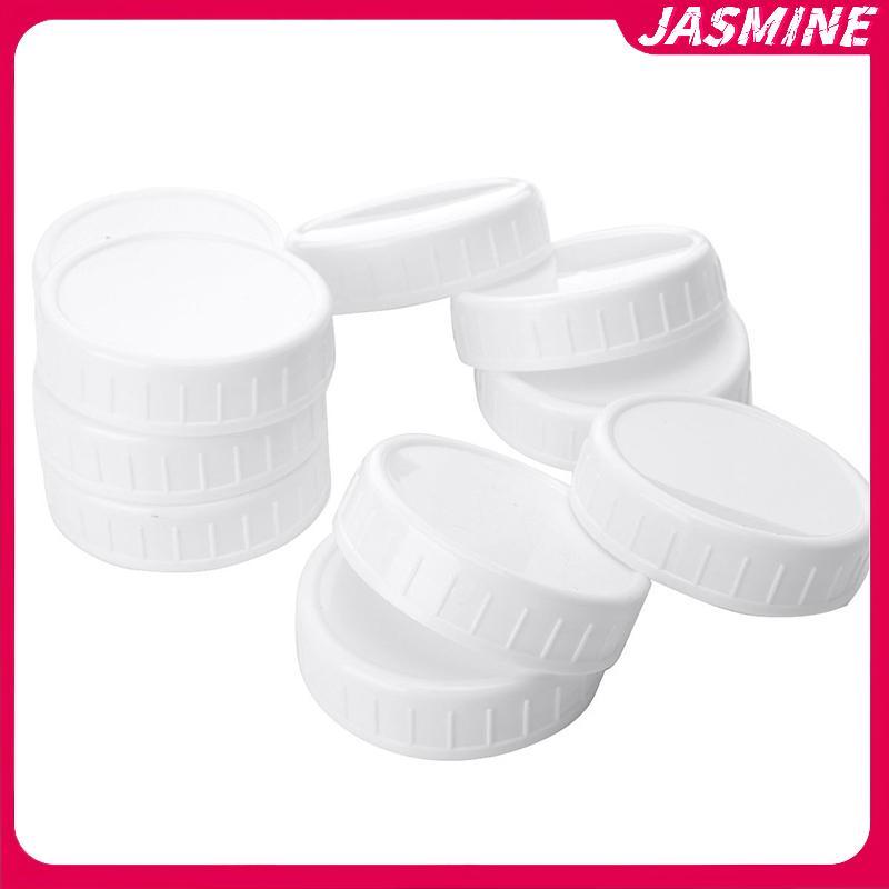 JASMINE 10pc Trắng Mason Đóng Hộp Bình Uống Nắp 70mm / 86mm Đường Kính Trong Vỏ Nhựa Không Lót Nắp Gân Nắp Bảo Quản Thay Thế JASMINE