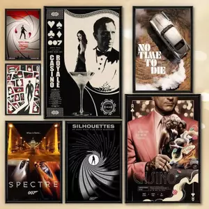 James Bond 007 Phim Cổ Điển HD Canvas Nghệ Thuật Poster Không Khung Trang Trí Tường Cho Gia Đình Phòng Khách Phòng Ngủ