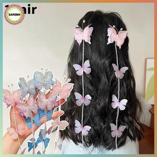 AN TOÀNNH 2 Chiếc Công Chúa Bé Gái Gạc Bướm Kẹp Tóc Ngọc Trai sel Bím Tóc Ngọt Ngào Trẻ Em Lễ Hội Trang Phục Phụ Kiện Tóc VN