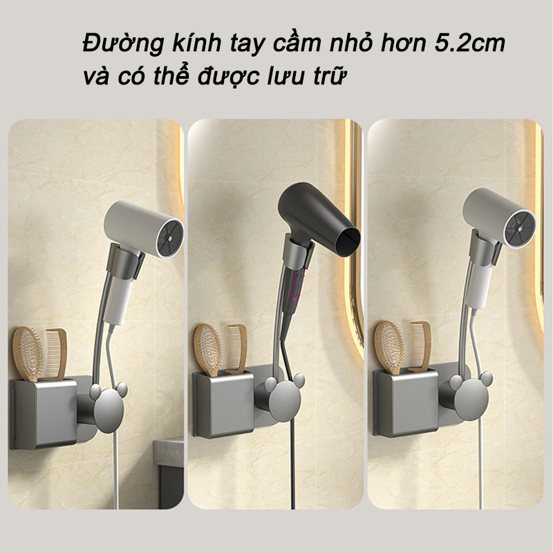 Giá treo máy sấy tóc không khoan | Chịu lực tốt,xoay linh hoạt |Dùng phòng tắm tiết kiệm không gian