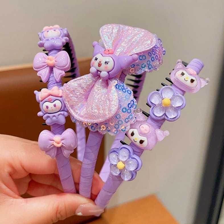 Bờm Tóc Kuromi Siêu Xinh Phong Cách Hàn Quốc Cho Bé Băng Đô Cài Tóc Đính Nơ Xinh Xắn Cho Bé Gái