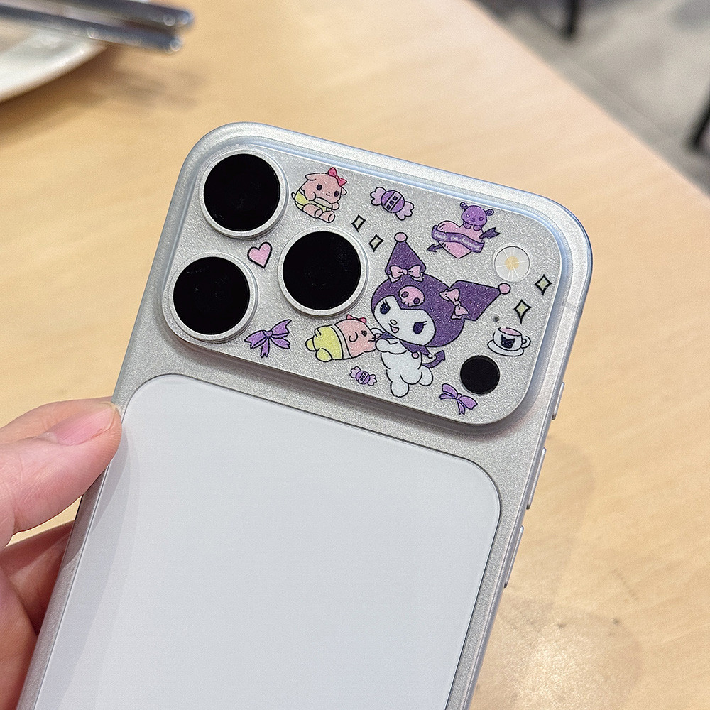 Siêu Mỏng Gấu Ngôi Sao Người Hoạt Hình Mèo Rỗng Ra Lấp Lánh Miếng Dán Cho iPhone 17 Pro Max 17 Pro Phim Mềm Ống Kính Đế Miếng