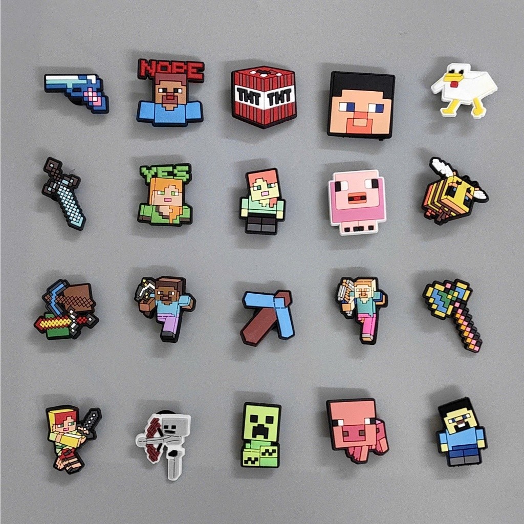 Set Charm Minecraft Pixel Cute Mini - Steve, Alex, creeper, heo, ong, TNT, kiếm, cúp…)
