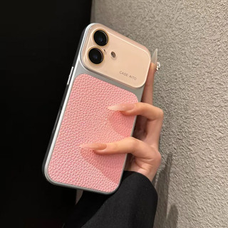 Sáng Tạo Cửa Sổ Lớn Chặn Màu Da PU Cho iPhone 17 ProMax 16 15 14 13 Pro Max Kính Bảo Vệ Ống Kính Fundas