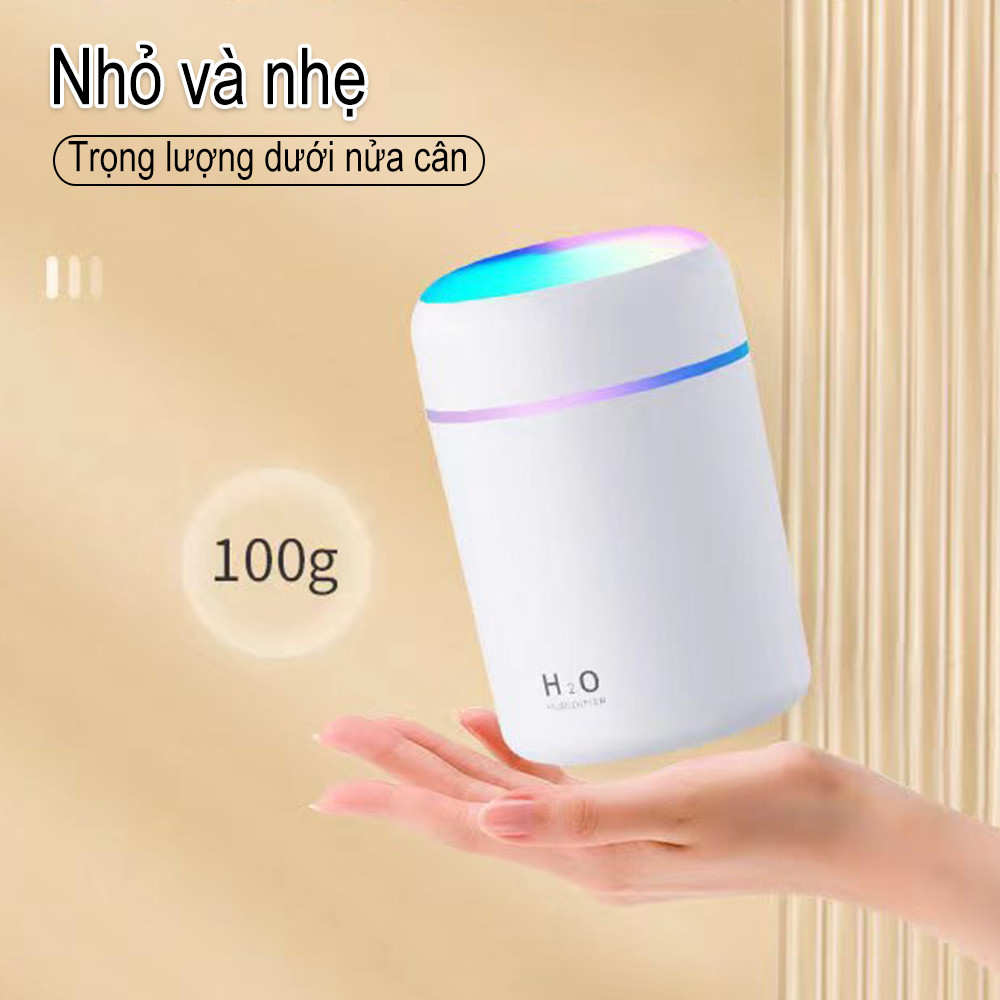 Máy tạo độ ẩm không khí im lặng dành cho gia đình ô tô 300ml USB nhỏ đầy màu sắc phun máy tạo độ ẩm ban đêm