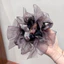 Thanh Lịch Phong Cách Pháp Lưới Nơ Tóc Sang Trọng Pha Lê Mặt Dây Chuyền Scrunchies Người Nổi Tiếng Vuốt Kẹp