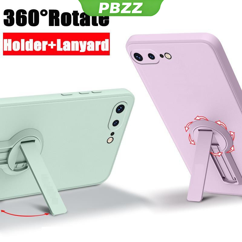 Ốp lưng iPhone 7 Plus/8 Plus/SE 2020/SE 3 2022, viền vuông, silicon bảo vệ, chống sốc, kèm giá đỡ 360°, thiết kế mới