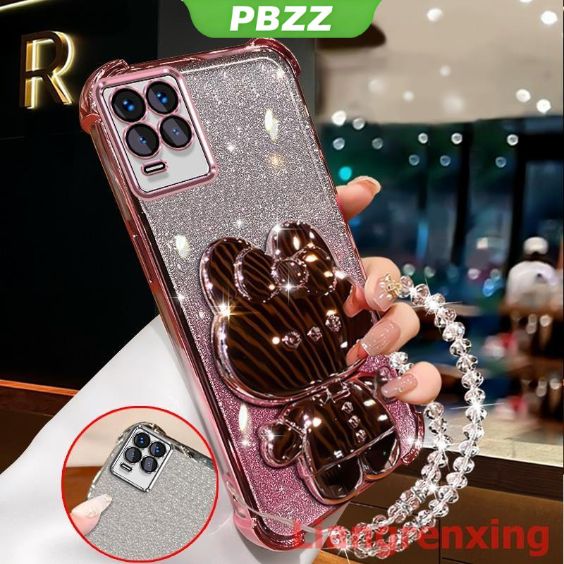 FOR ốp lưng Ốp điện thoại cho Realme 8 pro 4g, vỏ điện thoại realme 8 5g, ốp mềm chống sốc, thiết kế mới thẩm mỹ, gương trang điểm thỏ với giá đỡ, dây đeo SJSFTUZJ02