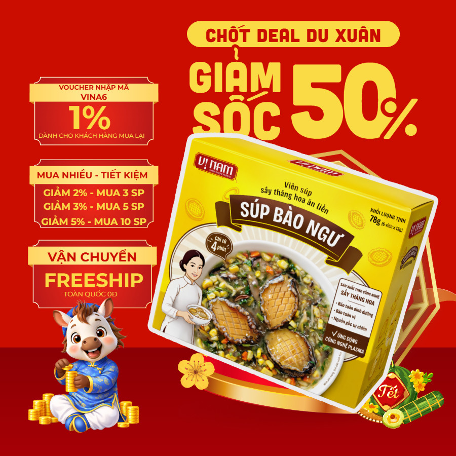 Viên súp sấy thăng hoa ăn liền: Súp bào ngư - Vị Nam Foods - Canh lười, tiện ích, bổ dưỡng