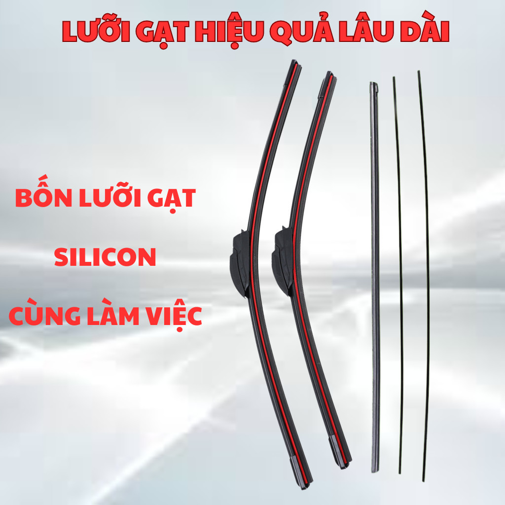 Gạt Mưa Ô Tô KIA SOLUTO, SONET, MORNING, SELTOS, SORENTO, CARNIVAL...Silicon 4 Lưỡi Gạt Sạch Êm. 4L