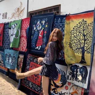 [Giảm giá 10% trong thời gian có hạn] Seckill Phong cách phương Tây Plus Size Váy voan dài tay cổ chữ V hoa dành cho nữ Váy ngắn tay cổ chữ V cổ chữ V hoa dành cho nữ