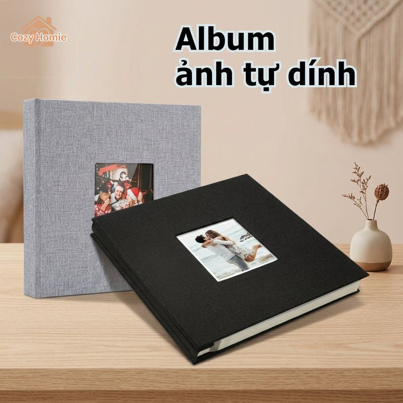 Album ảnh tự dính cỡ lớn vải lanh mịn giữ ảnh không phai màu chứa 200 ảnh cho kỷ niệm gia đình
