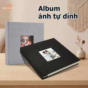 Album ảnh tự dính cỡ lớn vải lanh mịn giữ ảnh không phai màu chứa 200 ảnh cho kỷ niệm gia đình