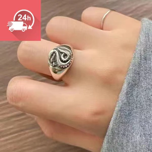 Nhẫn Nam Cá Tính Phong Cách Cổ Điển, Thiết Kế Hình Bầu Dục Đơn Giản