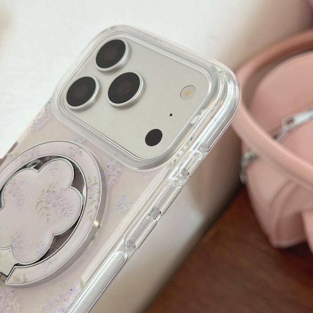 Vỏ cứng Tương thích với iPhone 13 14 14Pro 14ProMax 15 15Pro 15ProMax 16 16Pro 16ProMax 17 17Pro 17ProMax Ốp nam châm họa tiết hoa Wisteria