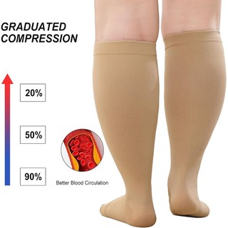 Tất Nén Bắp Chân Rộng Size Plus - Đầu Gối Cao, Phù Hợp Nam/Nữ & Du Lịch