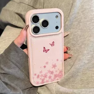 Mộng bướm anh đào phù hợp với vỏ điện thoại 16, vỏ iPhone 17Air, vỏ bánh mì14/13/11Pro
