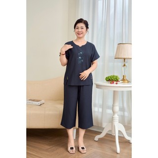Đồ bộ mặc nhà nữ trung niên mềm mại, thoáng mát linen mềm mại, thoáng mát SUNFLY SP2256