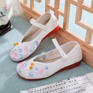 Qirong Sản Phẩm Mới Giày Vải Truyền Thống Cổ Hanfu Giày Thạch Đế Phong Cách Dân Tộc Thêu