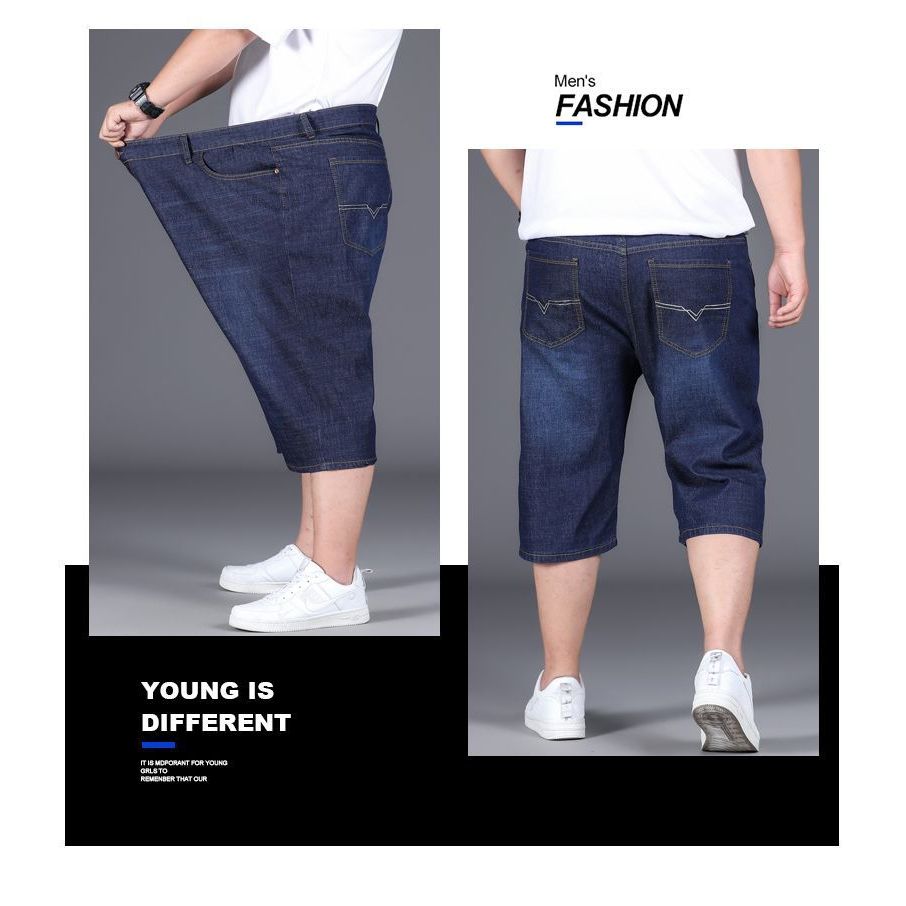Quần Short Denim Nam Mùa Hè - Dáng Rộng Co Giãn, Phù Hợp Cỡ Lớn Và Thời Trang
