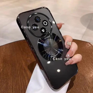 Dành Cho Tecno Spark 30C 4G Spark 30 Vỏ Mềm Vòng Tròn Từ Tính Mạ Điện Vỏ Điện Thoại Di Động Bao Gồm Tất Cả Cạnh Chống Rơi Vỏ Mềm
