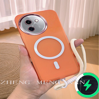 Thích hợp cho ốp điện thoại Vivo Y200i Y38 5G Y18 5G Vỏ mềm mờ từ tính nhiều màu sắc có dây đeo tay 0036
