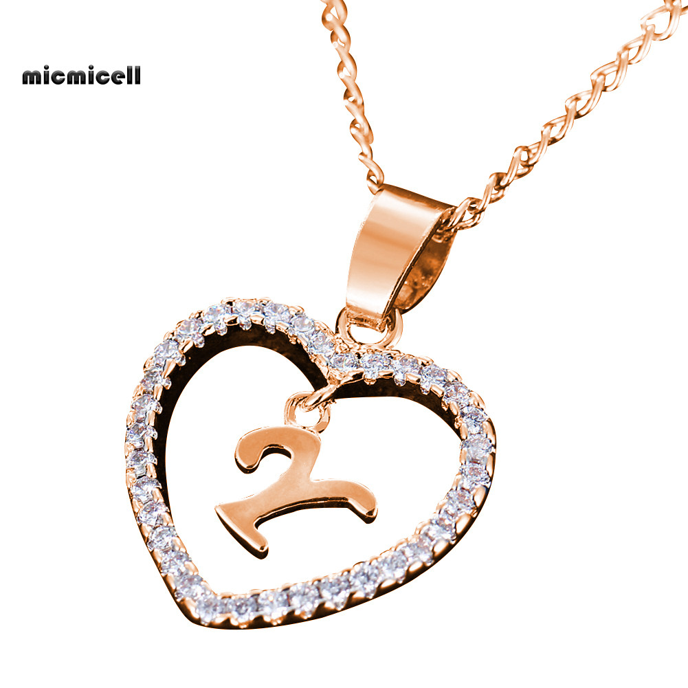 Mặt Dây Chuyền Hình Trái Tim Có Chữ Cái A đến Z, Viền Cubic Zirconia - Vòng Cổ Cho Nữ