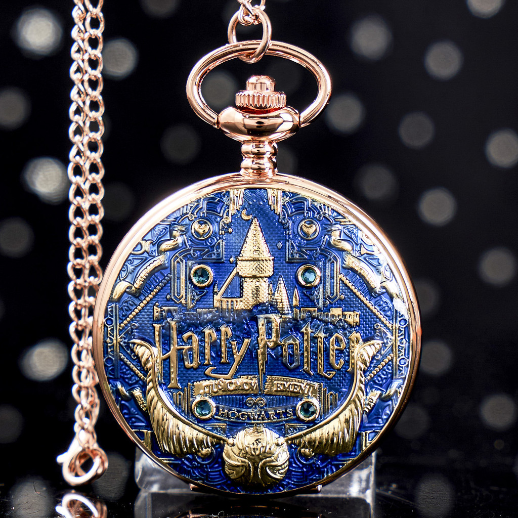 Đồng hồ treo tường phong cách Harry Potter - đồng hồ retro với thiết kế phong cảnh biển vàng và mặt số bằng thạch anh