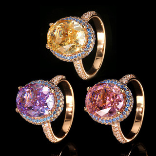 Nhẫn nữ đá nhiều màu, đáy đồng mạ vàng, kích thước 8x10mm