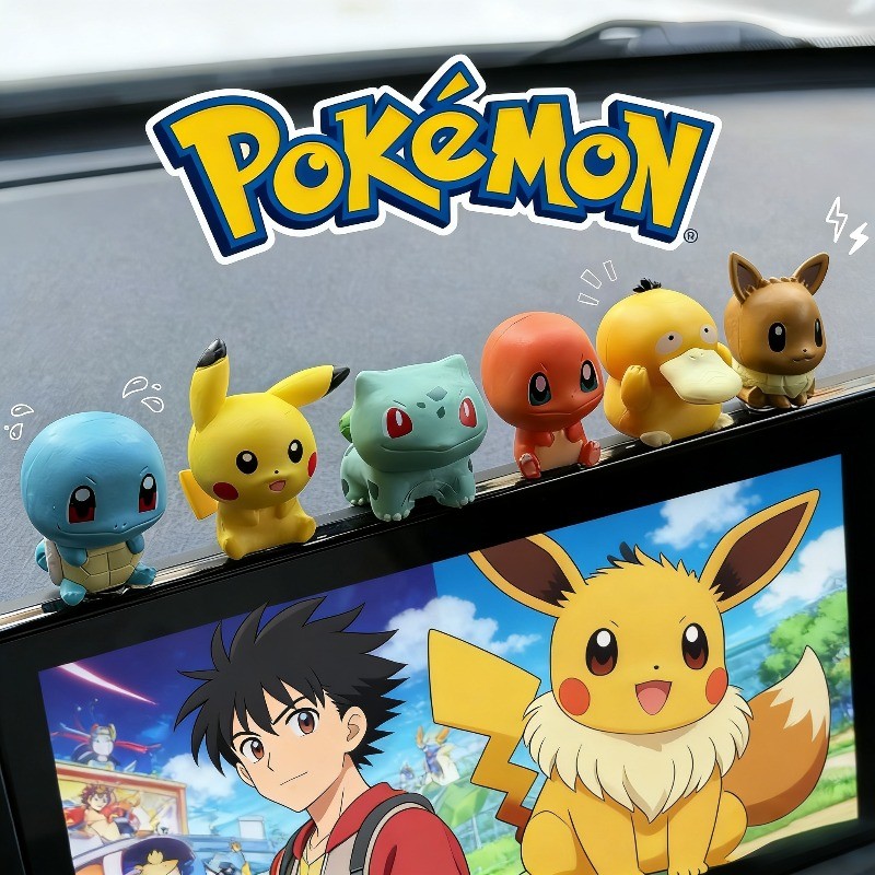 6 Cái / bộ Pokemon Palmsize Wonders Series Pikachu Charmander Bulbasaur EEVEE Psyduck Squirtle Nhân Vật Hành Động Đồ Chơi Bảng Điều Khiển Ô Tô Trang Trí