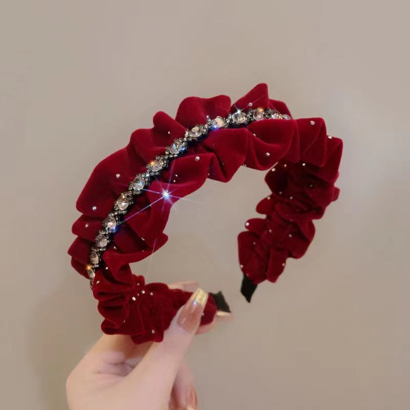 Ghép Hạt Nhung Gypsy Đầu Nữ Cao Cấp, Kim Cương Giả - Dây Buộc Tóc Băng Dô