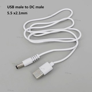 1m trắng DC 5v USB nam sang DC cổng nam 5.5MM x 2.1mm Sạc nguồn mở rộng Cáp Thùng Kết nối USB 2.0 17VN1