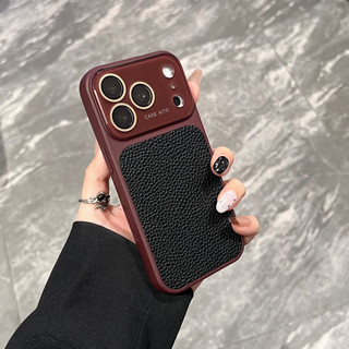 Ốp lưng iPhone vân da lychee chống sốc chống vân tay kính camera liền khối cho iPhone 14 15 16 17 Pro Max