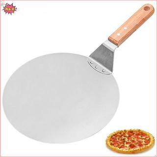N & X 1PC Xẻng Pizza Dụng Cụ Làm Bánh Ngọt Phụ Kiện Pizza Peel Tròn Thép Không Gỉ Chống sti Pizza Chèo Thìa Có Tay Cầm Bằng Gỗ Sồi.