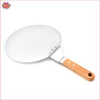 N & X 1PC Xẻng Pizza Dụng Cụ Làm Bánh Ngọt Phụ Kiện Pizza Peel Tròn Thép Không Gỉ Chống sti Pizza Chèo Thìa Có Tay Cầm Bằng Gỗ Sồi.