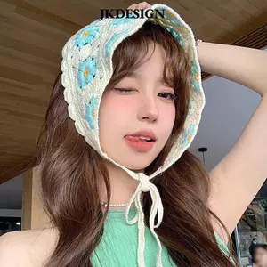 Mũ Trùm ĐầuJKDESIGN Hoa Nhỏ Dệt Kim, Phong Cách Handmade Móc Pháp, Phù Hợp Cho Bé Gái