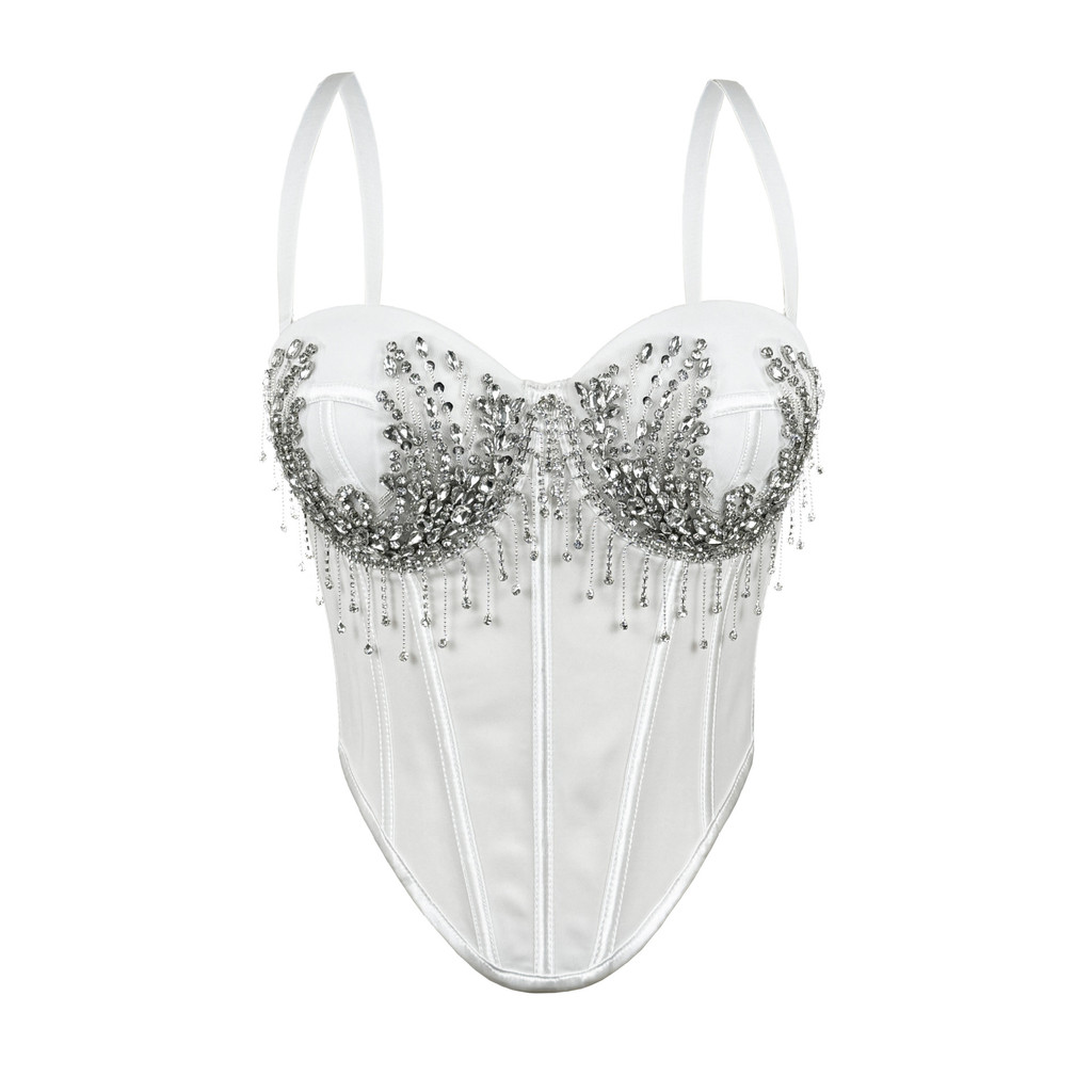 Dây xích xương cá corset kim cương nhấp nháy, slim-fit, handmade đính hạt - Phù hợp tập luyện và thời trang