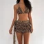 Bộ Bikini đi biển CQCJ, Bộ đồ bơi nữ in họa tiết da báo, Bộ đồ bơi gợi cảm thời trang đi biển