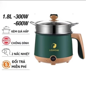 Nồi Điện Mini LISHIDAI 2 Tầng Đa Năng Tặng Kèm Khay Hấp INOX ( Chiên, Xào, Nấu ăn, nấu cơm, nấu lẩu mini ) siêu tiện lợi