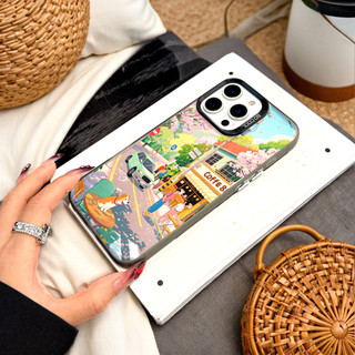 Ốp Lưng Iphone Phim hoạt hình thời trang Cho Iphone 7 xs xr 11 12 13 14 15 16 Pro Max Plus  leisure cafe coffee road