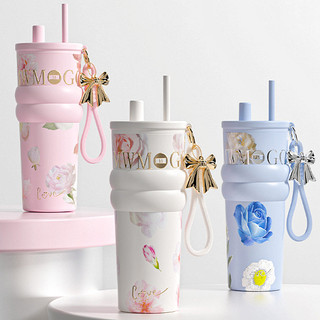 【BabyJoy】Ly giữ nhiệt 710ml lót sứ,giữ nhiệt 8-12h, kèm ống hút và charm siêu đáng yêu, phù hợp quà tặng