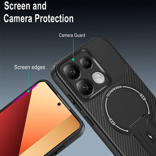 Dành Cho Redmi Note 13 Pro 4G / 5G Ốp điện thoại Carbon Tecture Cứng Cạnh Mềm Có Thể Gập Lại Đế Chống Sốc Chống Rơi Mỏng Bao