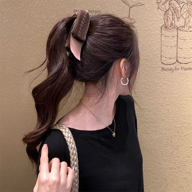 Kẹp tóc nơ dệt kim thanh lịch, Kẹp tinh tế và đơn giản, Mũ đội đầu đuôi ngựa cao thanh lịch
