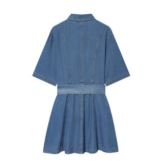 Váy Denim chữ A ngắn tay có ve áo mùa xuân Z 1323181