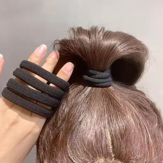 50 / 100 / 200 Chiếc Dây Buộc Tóc Co Giãn Cao Cho Nữ - Dây Buộc Tóc Liền Mạch Màu Đen Đuôi Ngựa Giá Đỡ