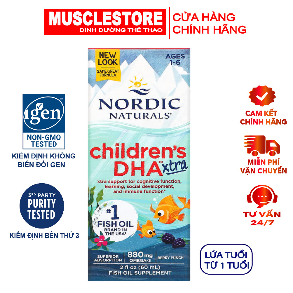 Siro Dầu Cá Nordic Naturals Children’s DHA Xtra (60ml) Hỗ Trợ Phát Triển Trí Não & Thị Lực Cho Bé