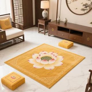 Thảm trải sàn pha lê sen Zen quỳ gối, thảm thiền cho phòng ngủ, phòng khách gia đình, kiểu vuông Trung Quốc, ba chiều