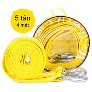 Dây kéo xe cứu hộ 4m vàng 5 tấn, Dây cáp kéo xe (ô tô), 5 tấn, 4m, Kéo xe, Sợi nilong / Siêu bền