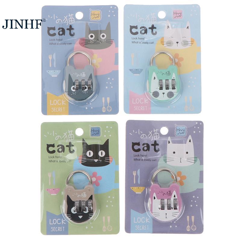 JINHF Mã Số Khóa Chống Trộm Độ Mạnh Cao Chính Xác Mèo Dễ Thương Mini Hành Lý Vali Số Mật Khẩu Khóa Cho Ký Túc Xá Ngăn Kéo Bàn Tủ Khóa Ba Lô Du Lịch HOT
